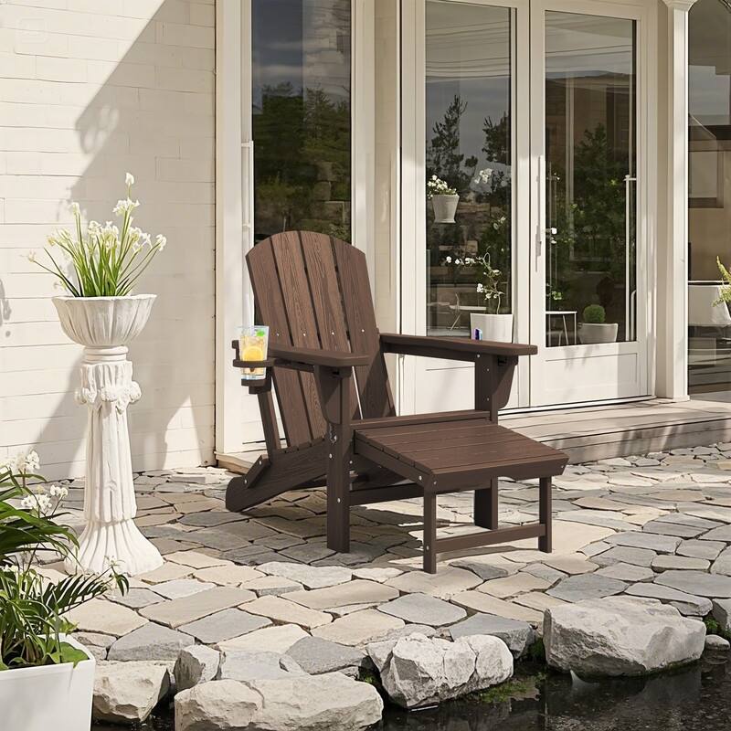 Folding Outdoor Chair with 3-Position Reclining Backrest & Telescoping Footrest