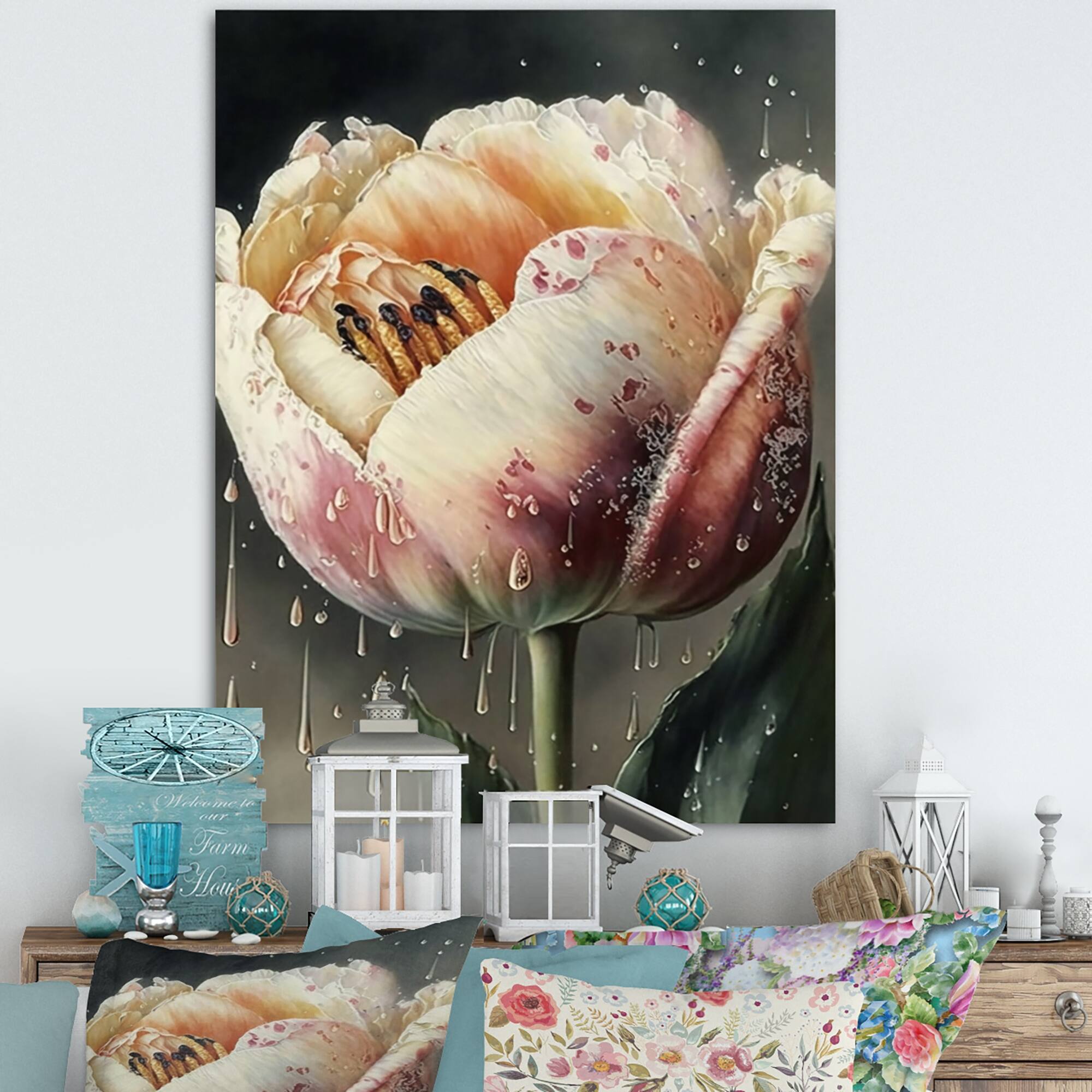 Designart 'Blooming Tulip Flowers Watercolor II' Floral & Botanical ...