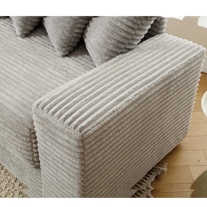 111" Corduroy L-Shaped Sectional Sofa (Left Chaise, 8 Pillows)