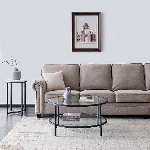 Double round sales glass coffee table