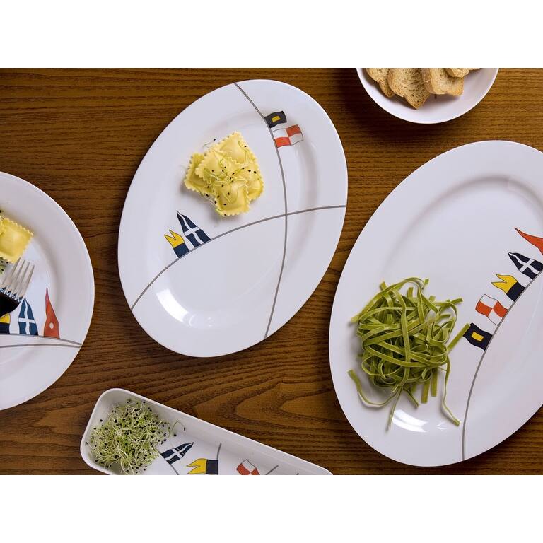 Regata Oval Serving Platters 2Pc. Set 14" L x 10"W/12" L x 9" W