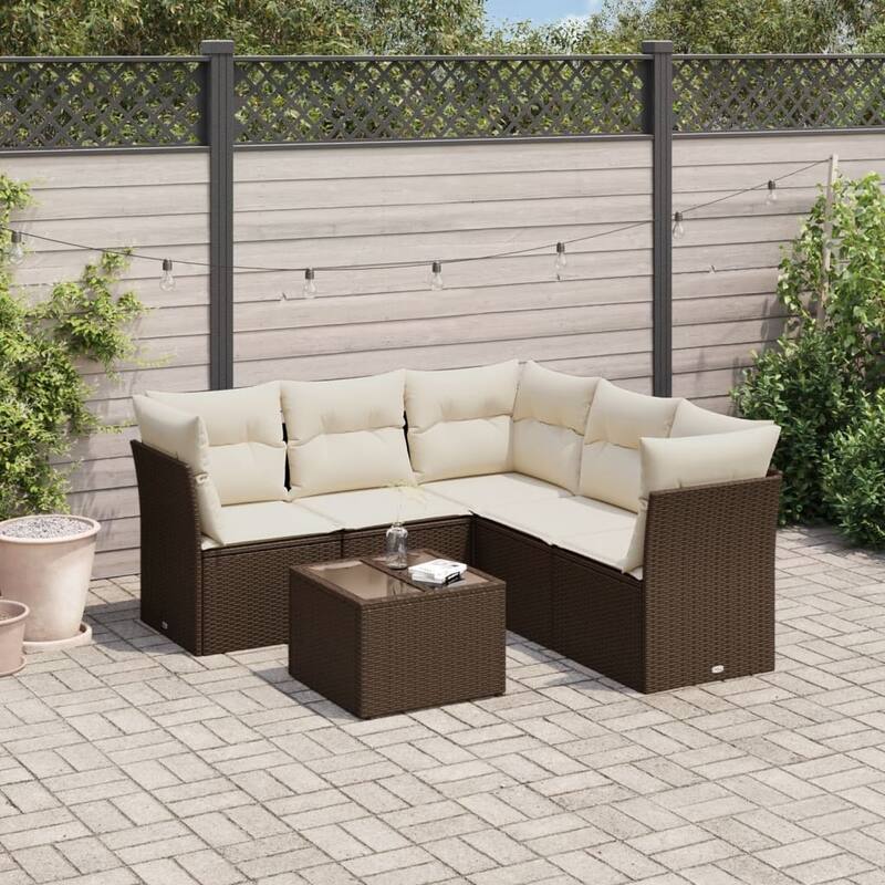 vidaXL Garden Sofa Set Brown and Cream White - 21.7 x 21.7 x 14.6