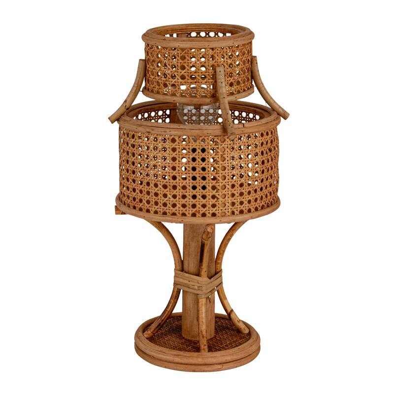 Rattan Vintage Reproduction Table Lamp, Set of 2