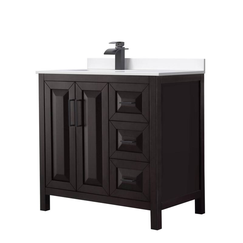 Wyndham Collection WCV252536S-Left-VCA-MXX Daria 36" Free Standing - Dark Espresso / White Cultured Marble Top / Matte