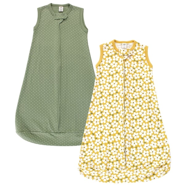 slide 1 of 1, Hudson Baby Infant Girl Cotton Long-Sleeve Wearable Sleeping Bag, Sack, Blanket, Sage Floral Sleeveless