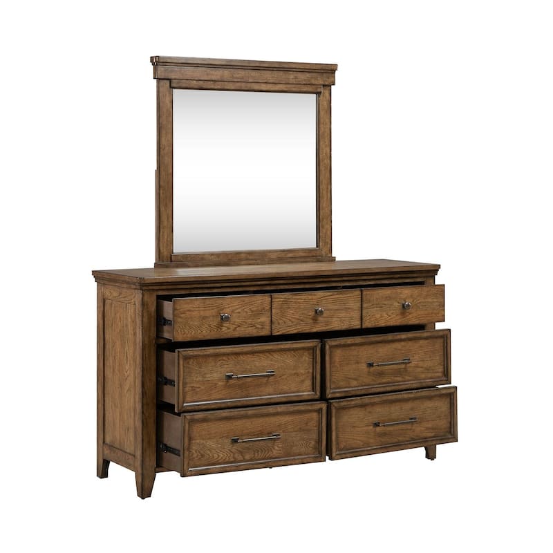Liberty Furniture Carolina Park Panel Bed, Dresser & Mirror, Chest, Nightstand - King, Queen