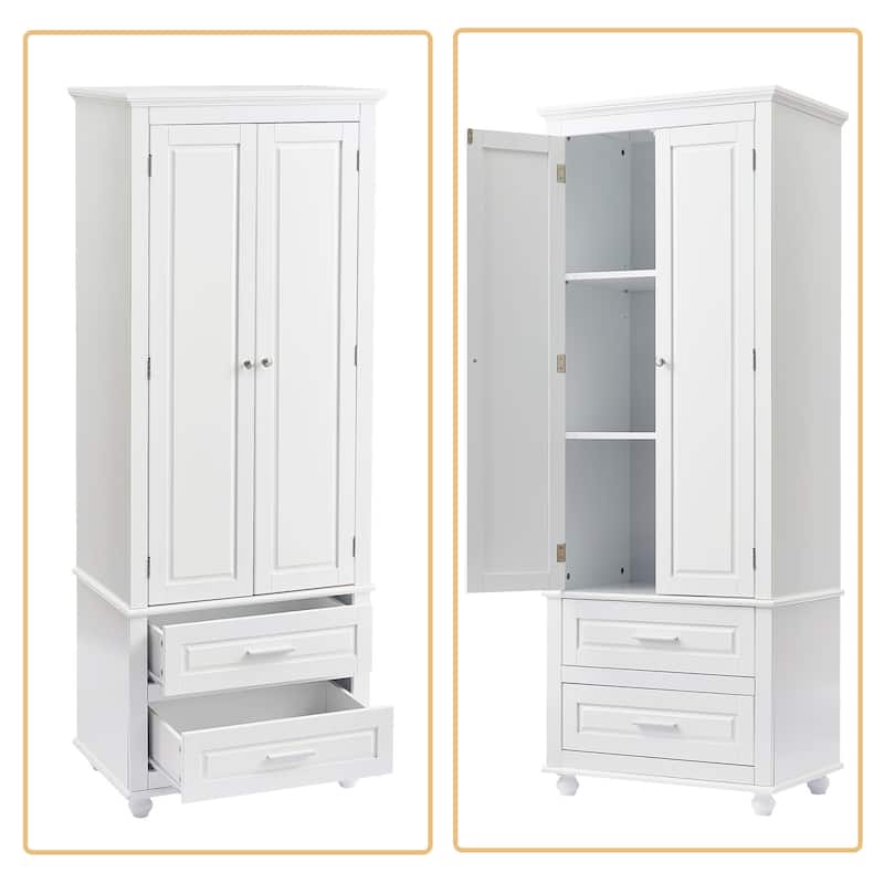 Modern Minimalist Wooden Tall Bathroom Storage Cabinet with Anti-Tipping Device