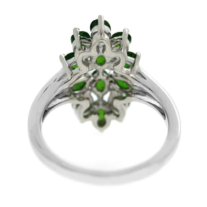 925 Sterling Silver 4x3mm Oval Culster Chrome Diopside Ring