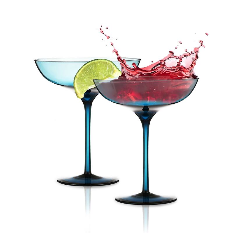 Berkware Set of 2 Luxurious and Elegant Coupe Cocktail Glass - Blue