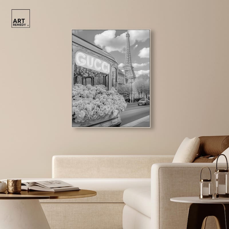 Dreamy Fashion Bus Noir Canvas by Art Remedy