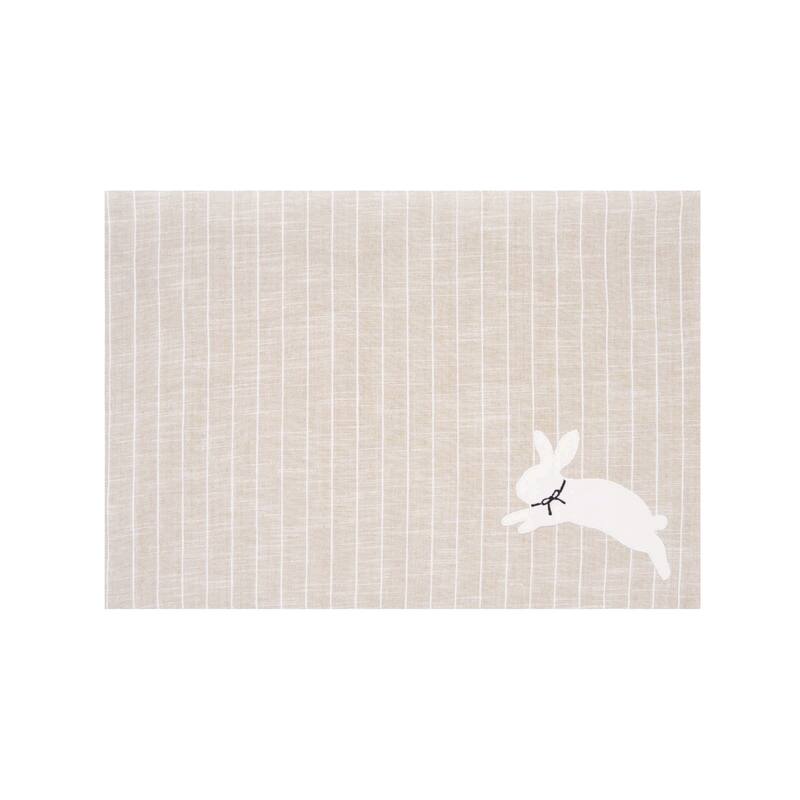 White Bunny Hop Stripe Placemats Set of 6, 14" x 20" - Beige