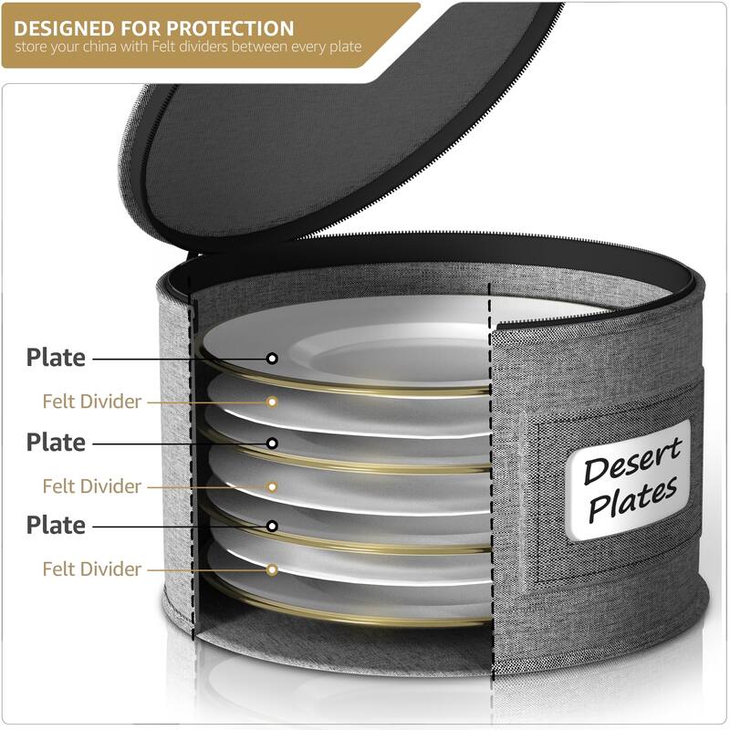 Sorbus 6-Piece Stackable Plate, Glass and Mug Carrier Set for Dinnerware Organization and Storage with Felt Plate Protector
