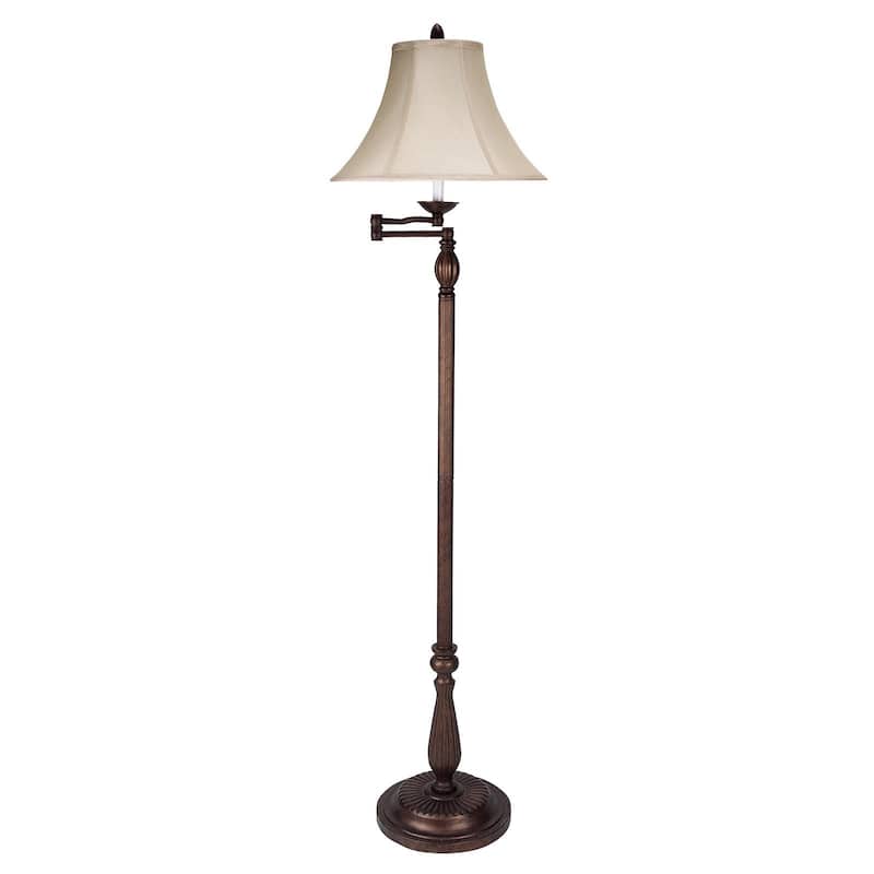 HomeRoots 62" Rusted Swing Arm Floor Lamp With Champagne Bell Shade - 23.5