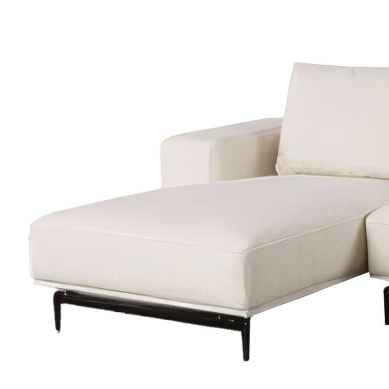 Aera Sectional Sofa w Left Chaise, White Wool, Black Metal, 119 Inch