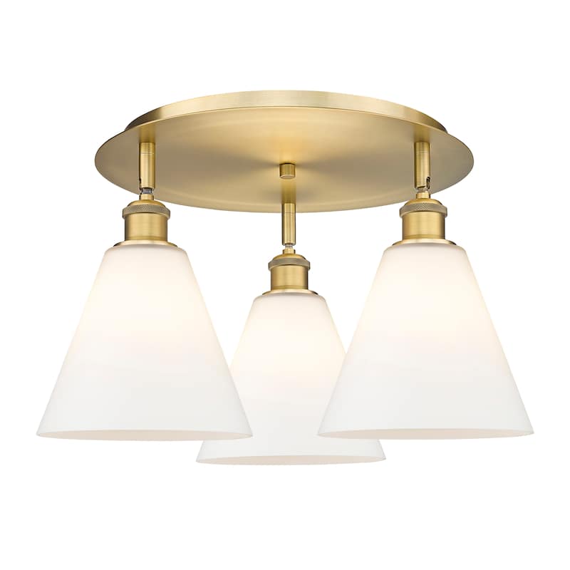 Innovations Lighting Berkshire - 3 Light 20" Flush Mount - Brushed Brass/Matte White