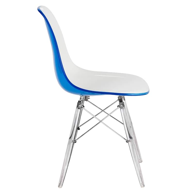 LeisureMod Dover Molded Side Chair with Acrylic Base, Set of 4 - Red - 36 x 32.4 x 16.25