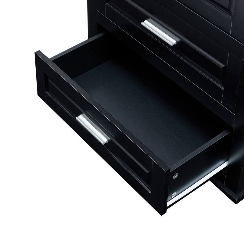 70" Tall Storage Cabinet with Doors and Three Drawers for Bathroom/Office