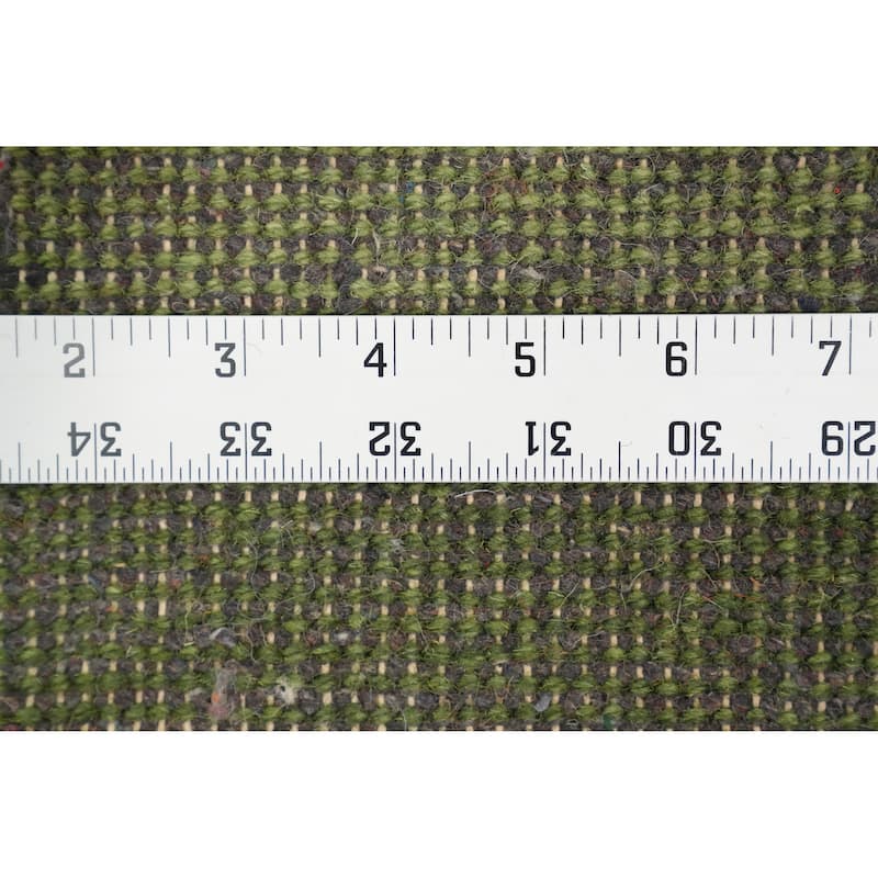 Hand Knotted Oriental 100% Wool Carpet Modern Stripe Green Gabbeh Runner Rug - 4' 8'' X 2' 5''