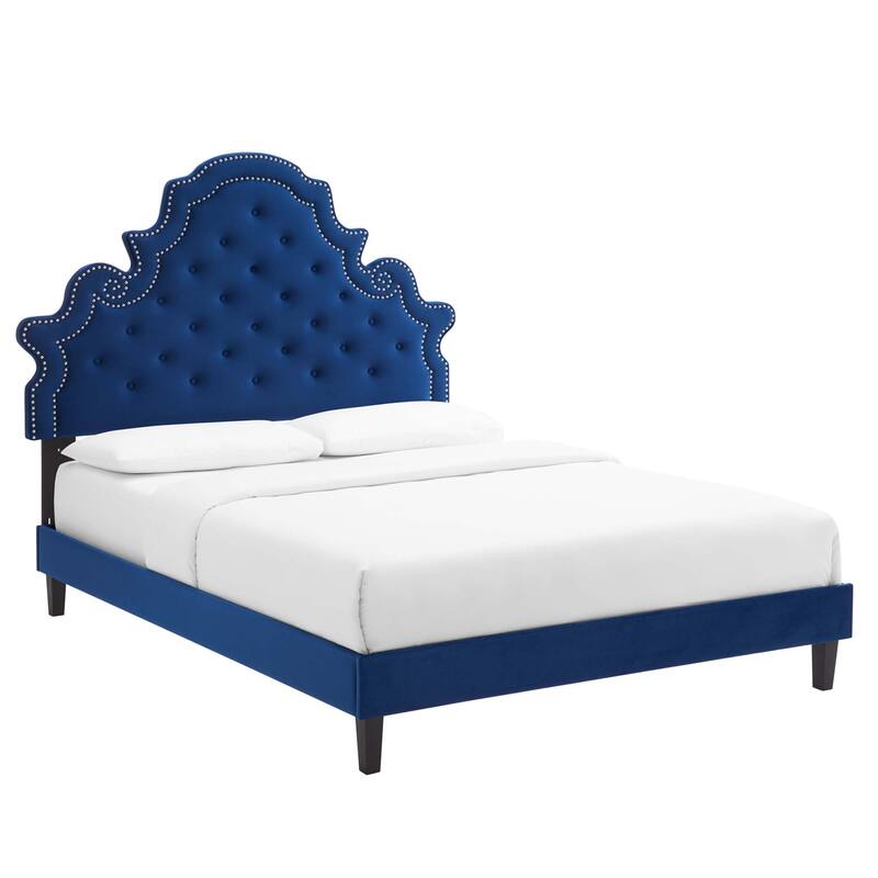 Gwyneth Tufted Performance Velvet Queen Platform Bed
