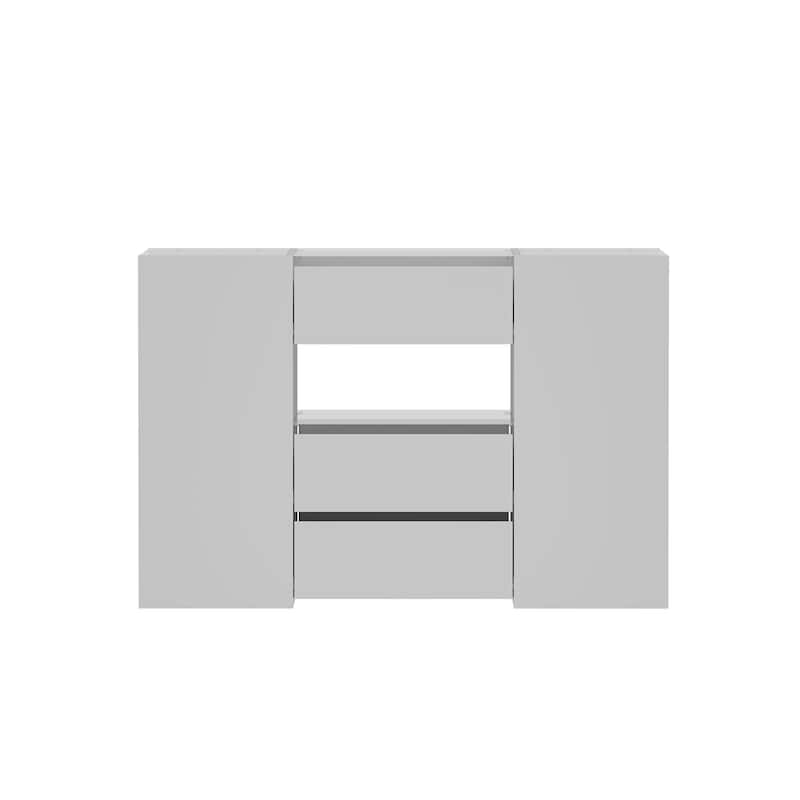 Display Dresser Cabinet Island Closet Organizer with Glass Top & Drawers
