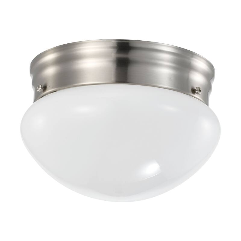 12 Watt 7 inch LED Flush Mount Fixture 3000K Dimmable Brushed Nickel Frosted Glass - Brushed Nickel