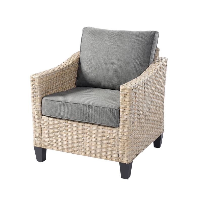 HOOOWOOO 9-piece Wicker Outdoor Patio Seating Set with Fire Pit Table