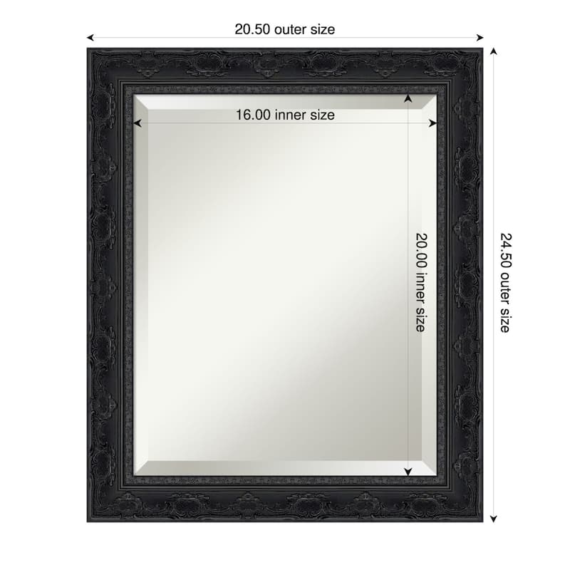 Filigree Beveled Framed Wall Mirror - 21 x 25 in - Filigree Gloss Black