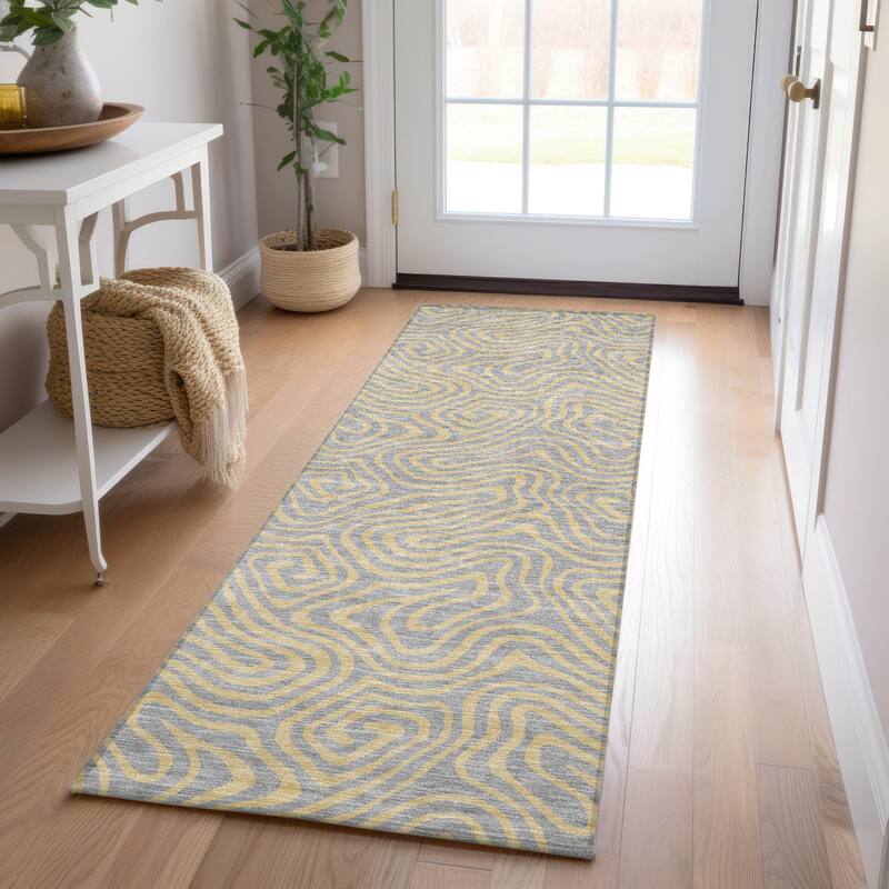 Machine Washable Indoor/ Outdoor Modern Trance Chantille Rug - Gray - 2'3" x 7'6"