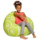 Kids Bean Bag Chair, Big Comfy Chair - Machine Washable Cover - 38 Inch Large - Pattern Swirls Lime and White