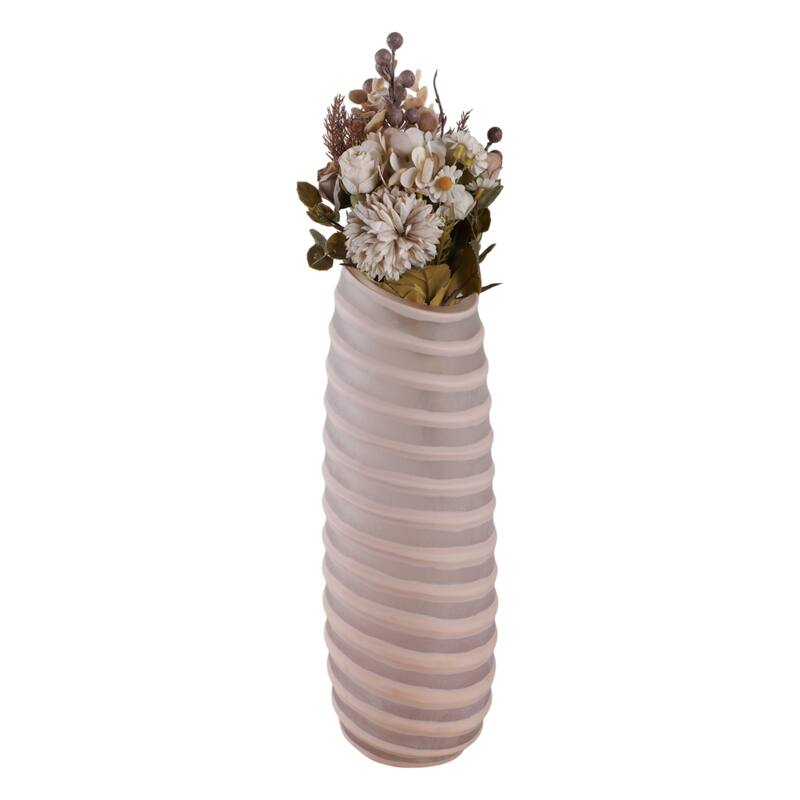 Glass Vase Carved Tall Ribbed Silhouette for Floral Arrangements