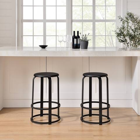 Middlebrook Modern Industrial Curved Metal and Wood Counter Stool