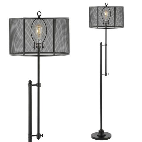 Harper 64.5" Modern Industrial Iron Height-Adjustable LED Floor Lamp, Black by JONATHAN Y