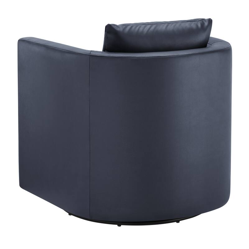 Sutton Midnight Blue Faux Leather Swivel Barrel Chair