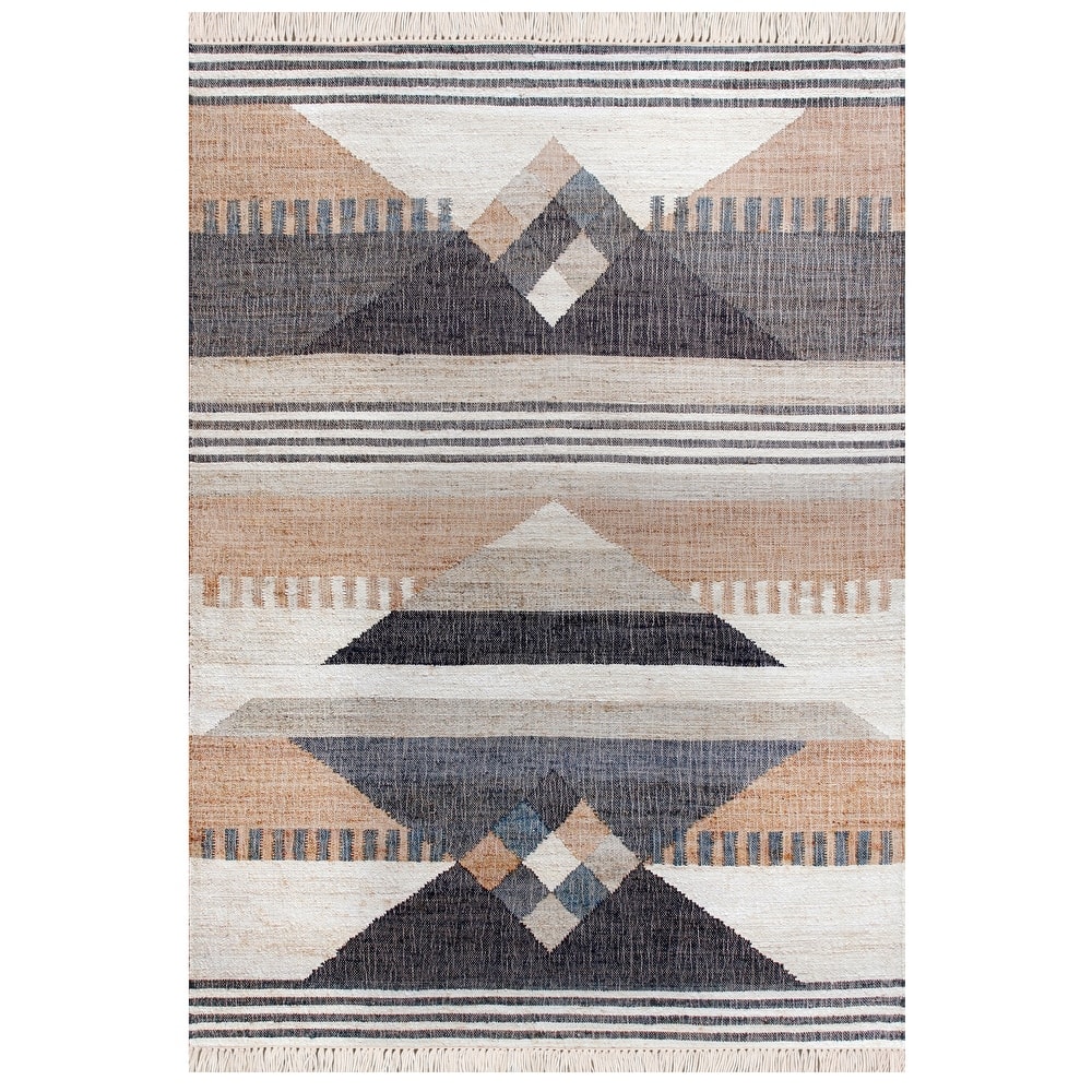 Sevita Hand-Woven Southwestern Jute-Blend Area Rug, Tan and Black