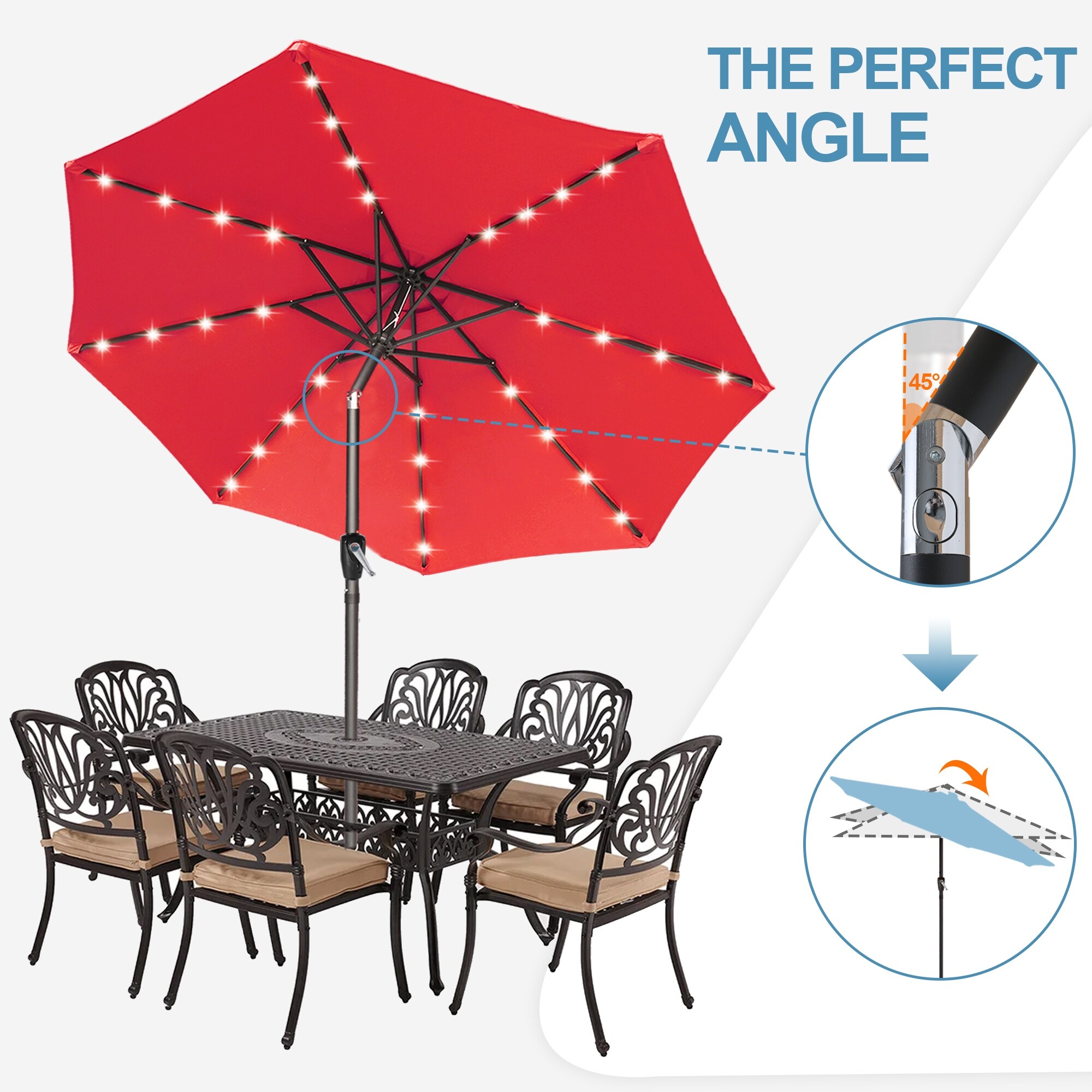 ABCCANOPY 9FT Outdoor Patio Solar Umbrella with 32LED Lights - Bed Bath u0026  Beyond - 35154454
