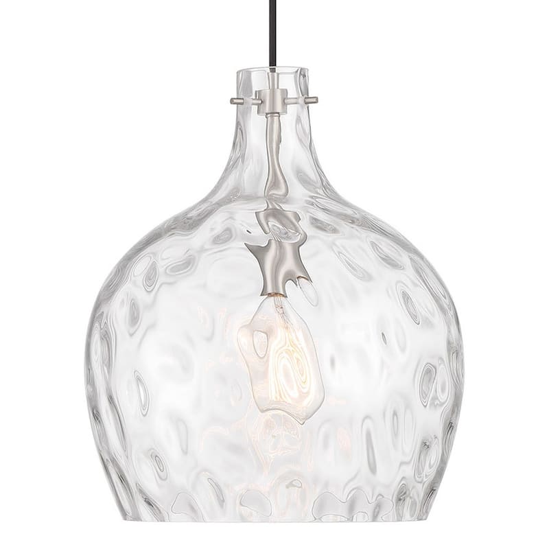 Bellevue SHP75279 13" Wide Pendant with Clear Hammered Glass Shade - Brushed Nickel