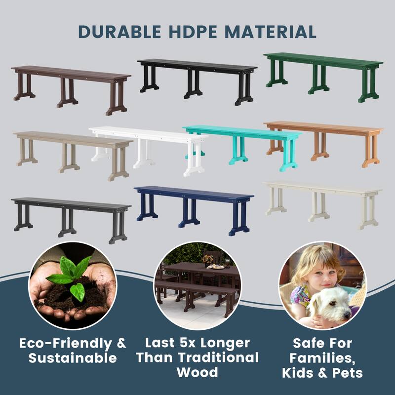 Laguna Hdpe All Weather Outdoor Patio 65" Bench