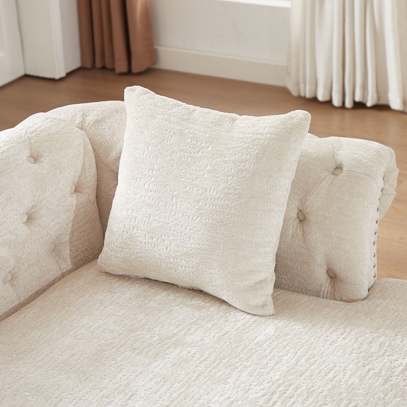 81" Button Tufted Sleeper Sofa Bed with Nailhead and Pillows