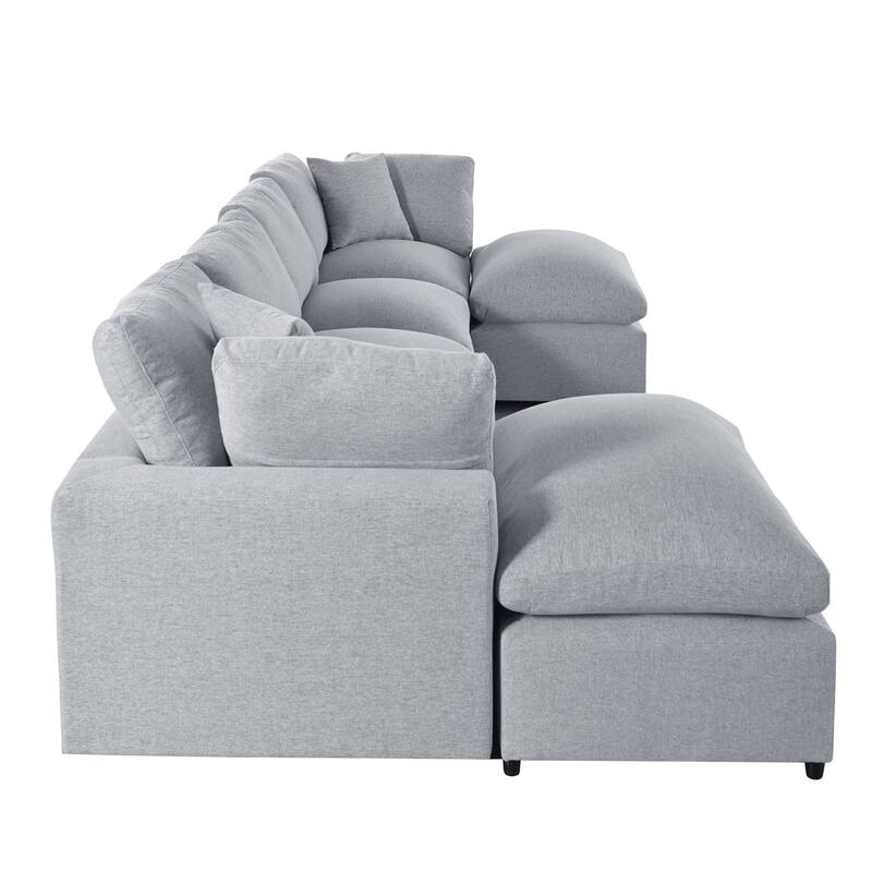 Merax Modern Large U-Shape Sectional Sofa, 2 Large Chaise with Removable Ottomans