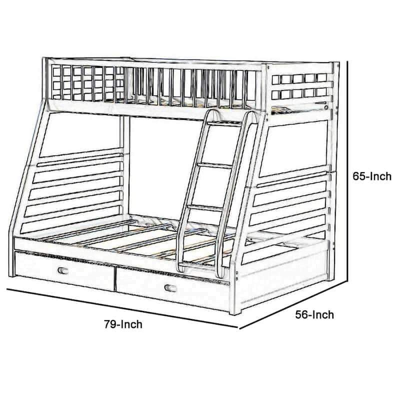 Transitional Twin Size Bunk Bed with Vertical Slats and Angled Ladder,Gray