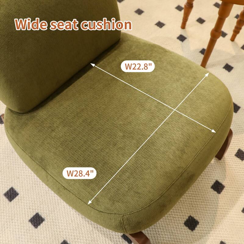 Cute Velvet Accent Chair with Solid Wood Legs and Soft Cushion