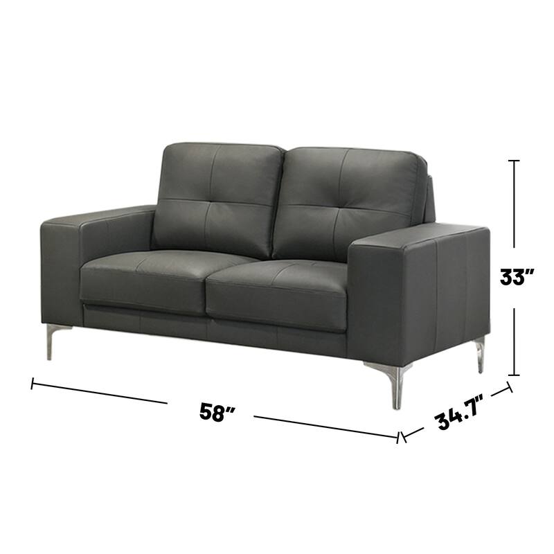 2 Piece Faux Leather Sofa Set with Tufted Seat and Back