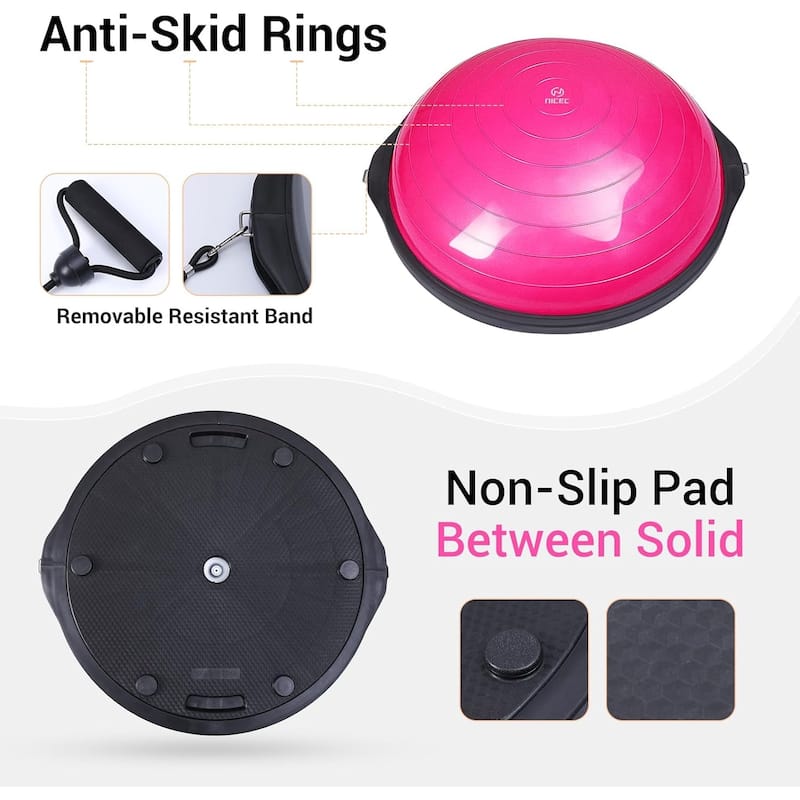 Half Ball Balance Trainer, Balance Ball, Exercise Half Ball w/Resistance Bands,Yoga Balance Ball Anti Slip Surface w/ Foot Pump