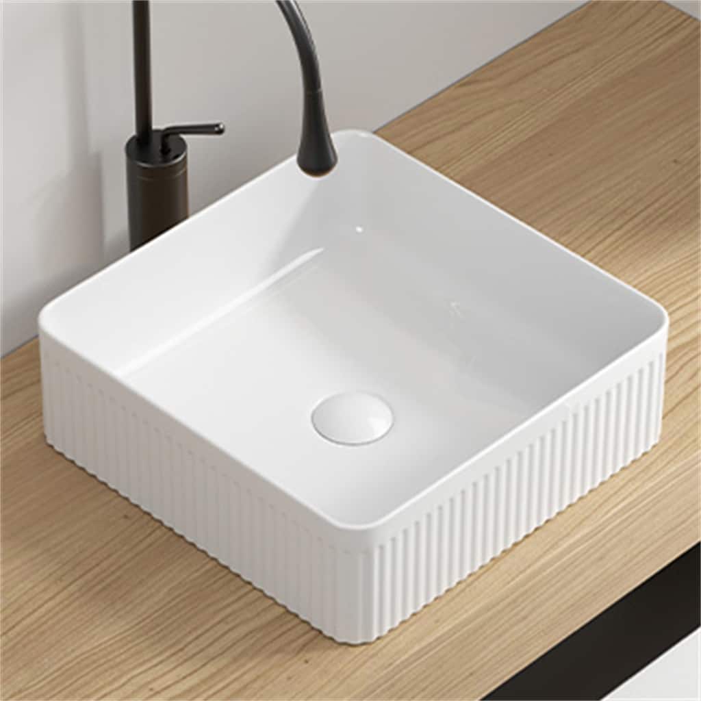 15" x 15" Bathroom Vessel Sink,Porcelain Ceramic Vessel Vanity Sink