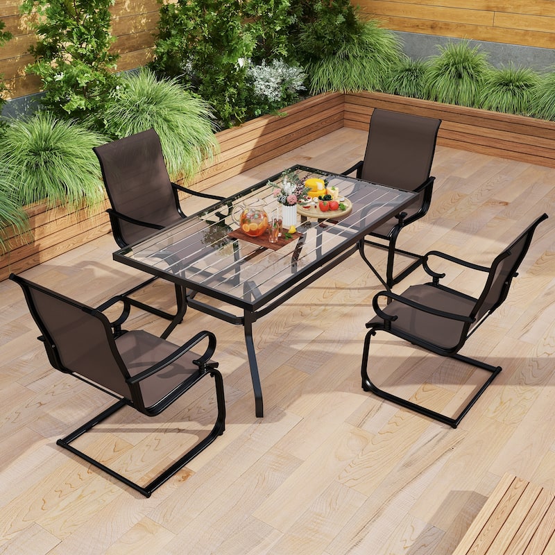 Gymax Patio Dining Chairs Set of 4 C-Spring Motion Patio Chairs w/