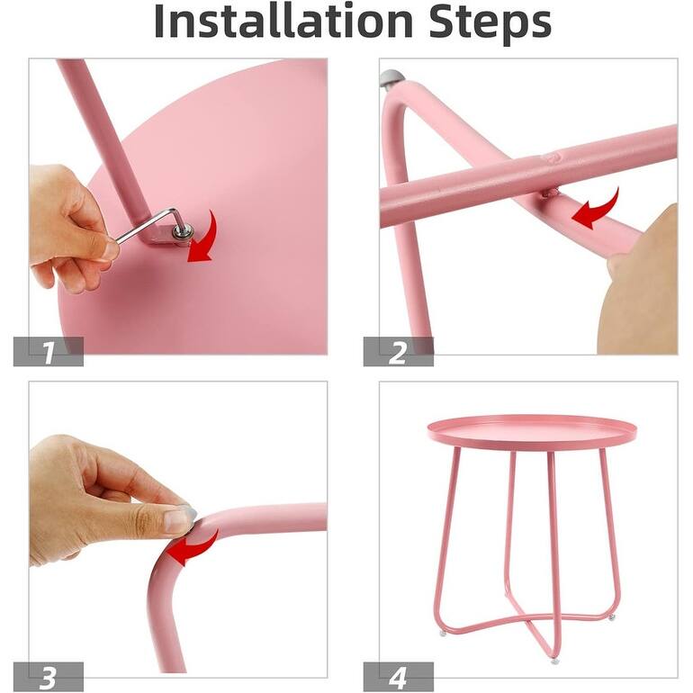 Outdoor Indoor End Table MetalW aterproof Round Side Table