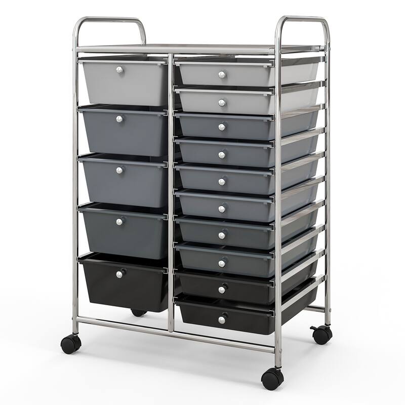 Costway 15 Drawer Rolling Storage Cart Tools Scrapbook Paper Office - See Details