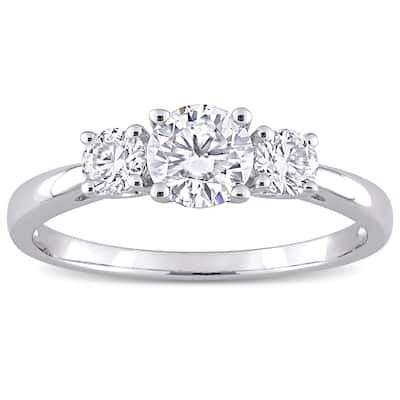 Miadora Sterling Silver 1ct TGW Created White Moissanite 3-Stone Engagement Ring