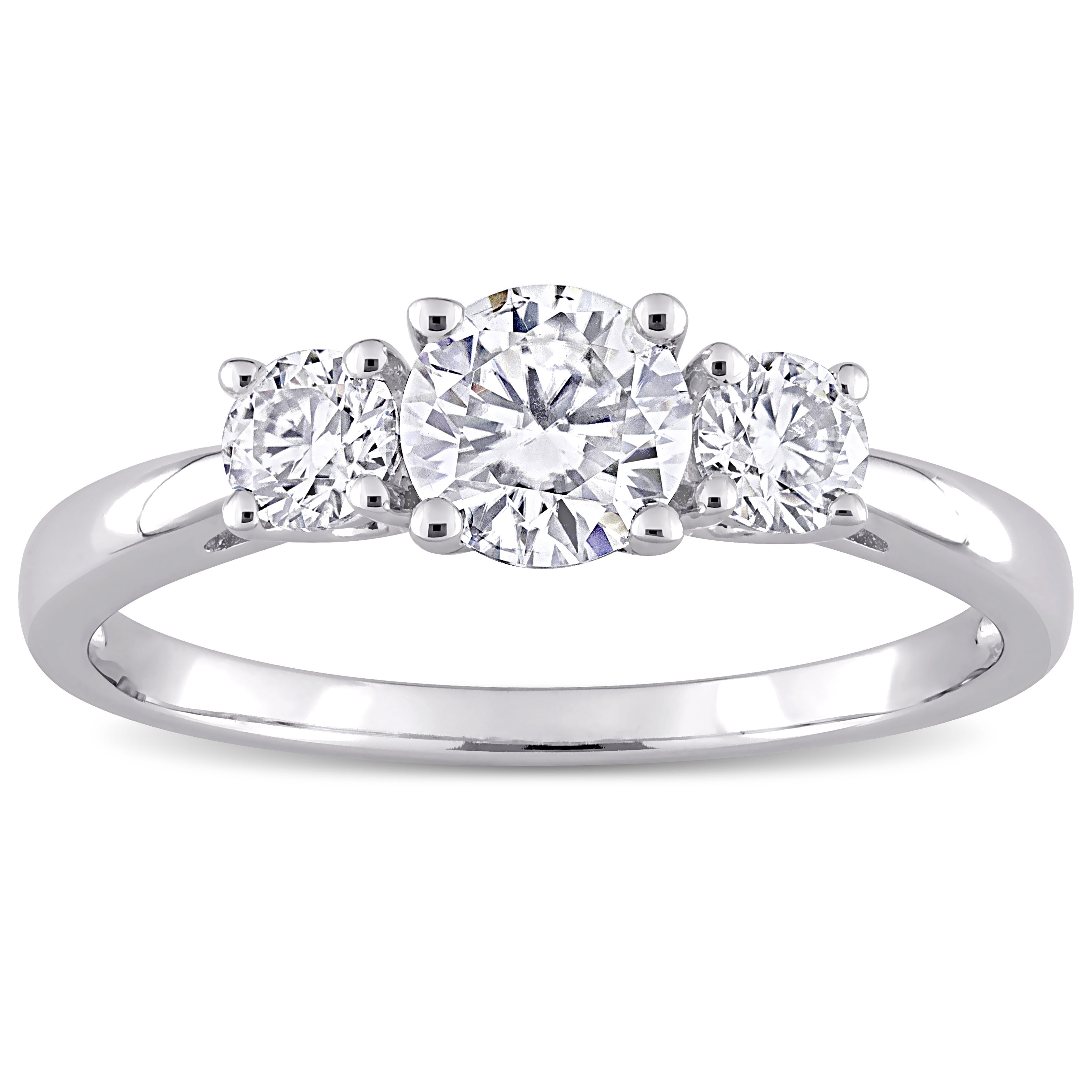Miadora Sterling Silver 1ct TGW Created White Moissanite 3-Stone Engagement Ring