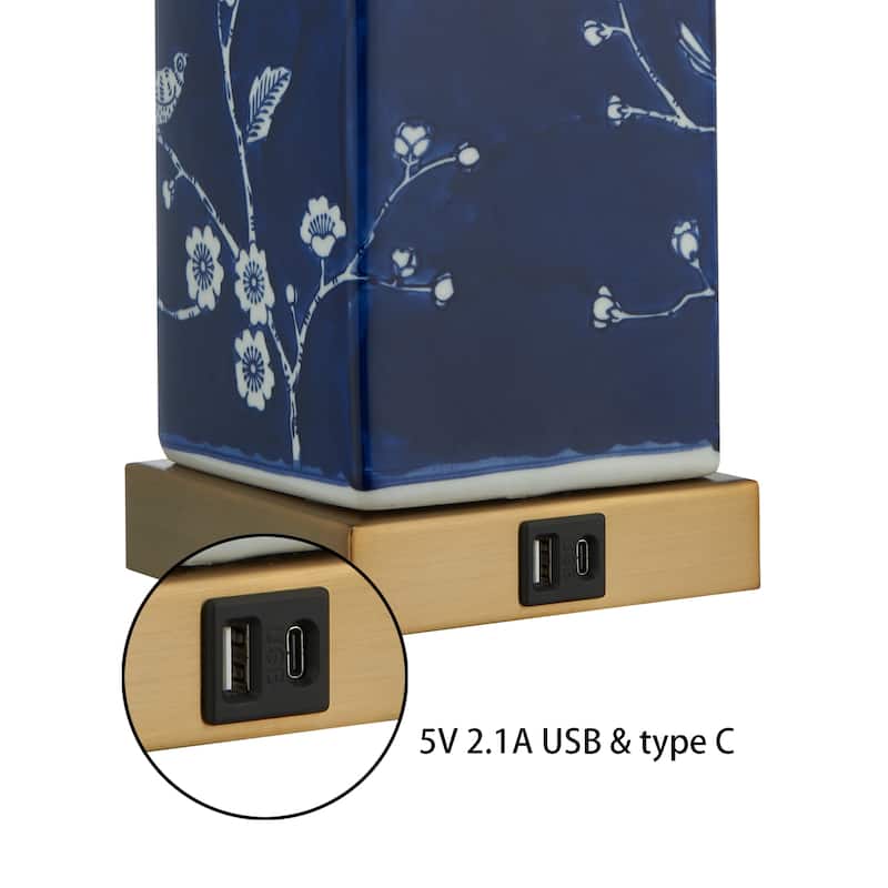 Acroma Blue/ White LED Dimmable Table Lamp with USB Port (Set of 2) - 23.5'' H